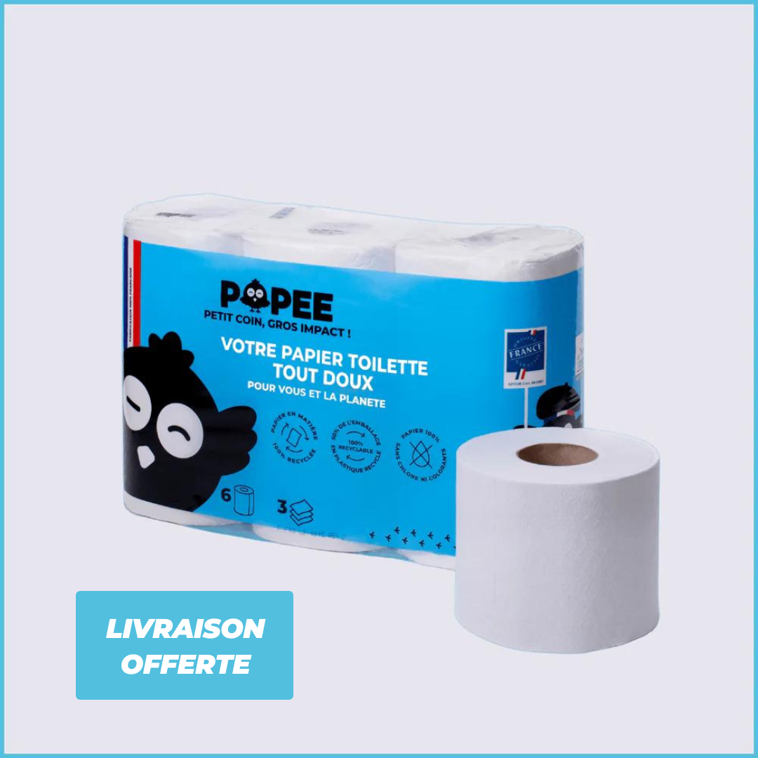 Papier toilette Popee Gros volumes triple épaisseur, 100% recyclé et  fabriqué en France