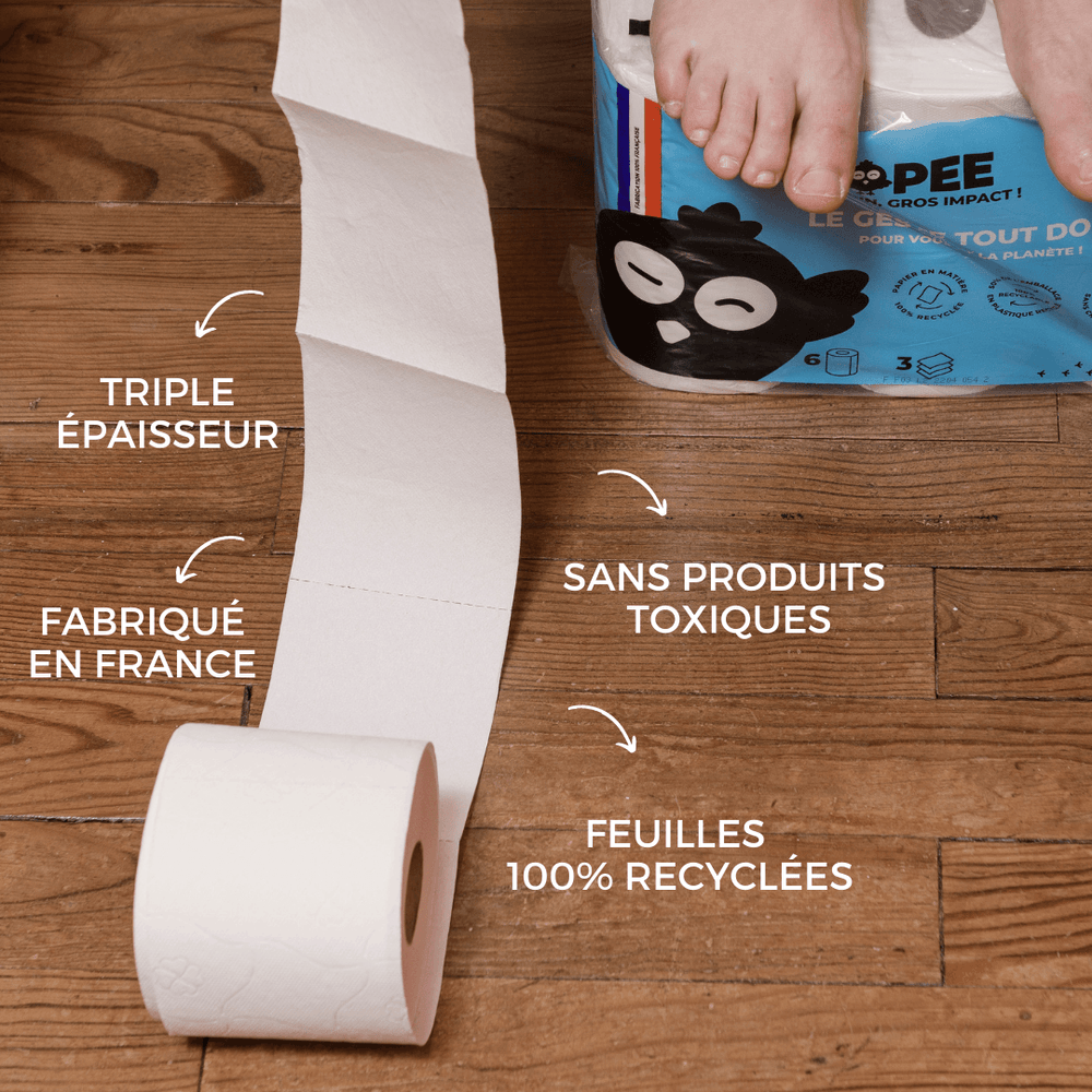 Papier toilette Popee Gros volumes triple épaisseur, 100% recyclé