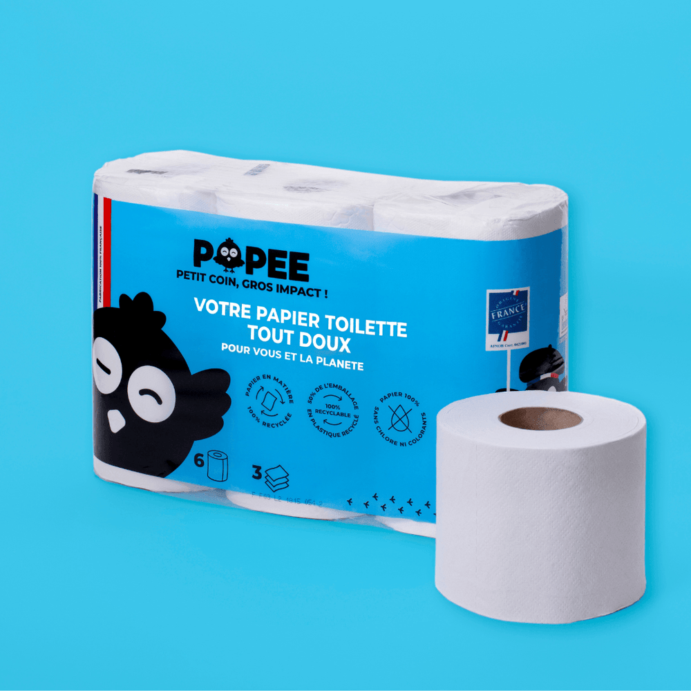 Papier toilette Popee Gros volumes triple épaisseur, 100% recyclé et  fabriqué en France